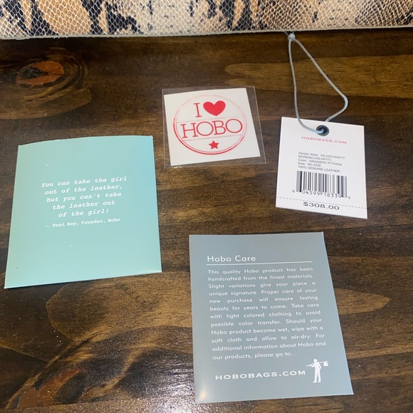 Hobo The Original Snake Skin Leather Shoulder Tote Purse NWT - Picture 11 of 11